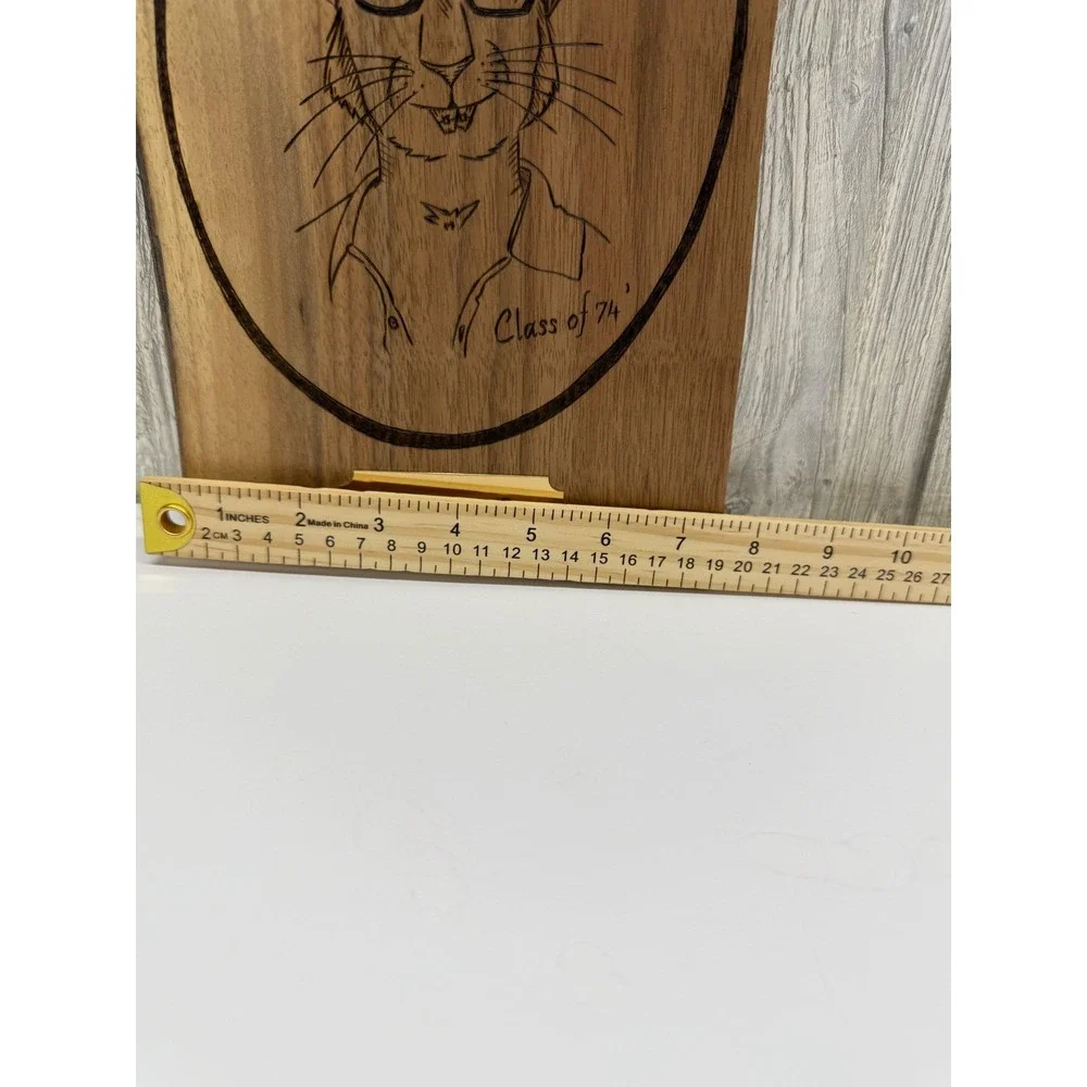 Handcrafted Harold Rabbit Class of 74 Wood Burned Live Edge Wall Plaque Art
